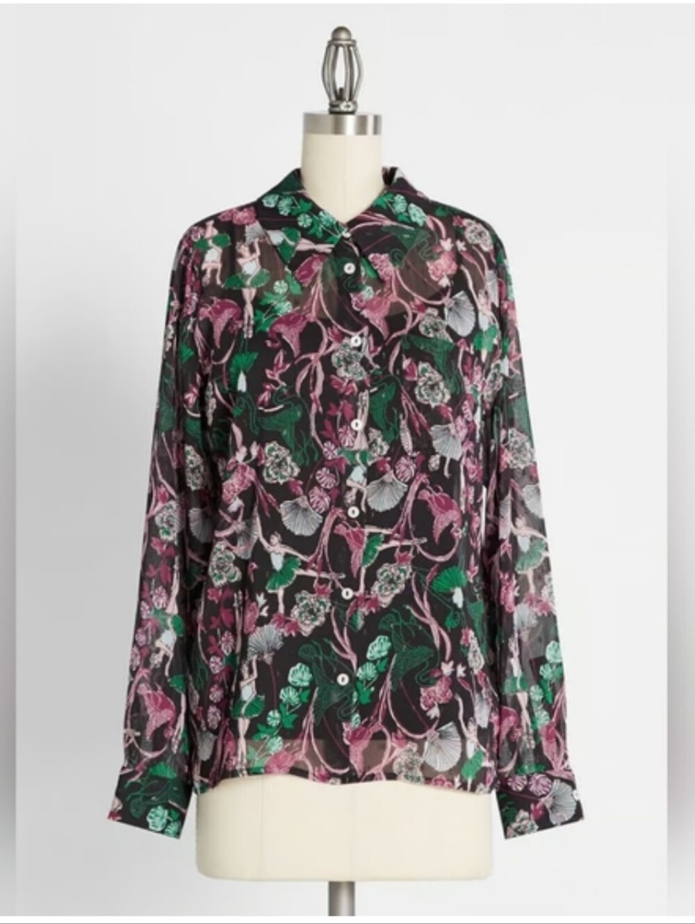 NWT ModCloth Swan Lake Soiree Button-Up Shirt Blouse